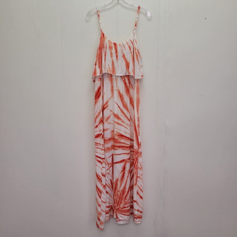 L8teR Strap Flounce Tie Dye Maxi Dress